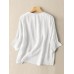 Solid Crew Neck Casual Women 3 4 Sleeve Blouse